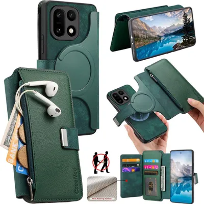 Immagine prodotto di Custodia CaseNeo MagSafe per OnePlus 15 Protezione RFID Pelle finta Design retrò Verde