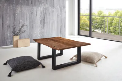 Produktbild von Couchtisch Baumkante 120 x 80 cm Akazie nussbaumfarben schwarz LUBIN