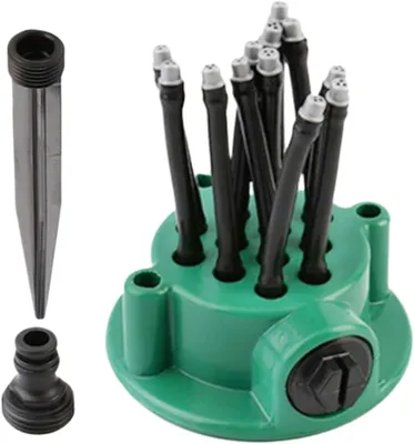 Immagine prodotto di Irrigatore per prato - Irrigatore da giardino - Sistema di irrigazione - Fornitura di acqua per il giardino - Rotazione a 360 gradi - 10 x 10 x 11 cm - Nero