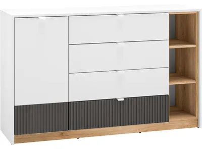 Productafbeelding van Kommode EMPOLI 06, wit / kastanjehoutkleur / grafietkleur