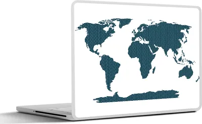 Produktbild von MuchoWow® Laptop Aufkleber Sticker Cover Weltkarte - Formen - Blau 31x22.5 cm - Laptop-Deko