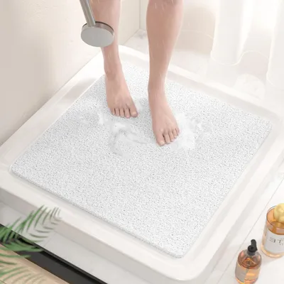 Produktbild von Duschmatte rutschfest 53x53cm Badewannenmatte ohne Saugnapf PVC Luffa Weiß
