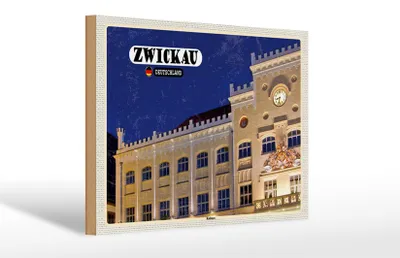Produktbild von Holzschild Städte Zwickau Rathaus Architektur 20x30cm