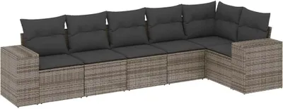 Immagine prodotto di vidaXL Set di divani da giardino a 6 pezzi con cuscini in rattan grigio