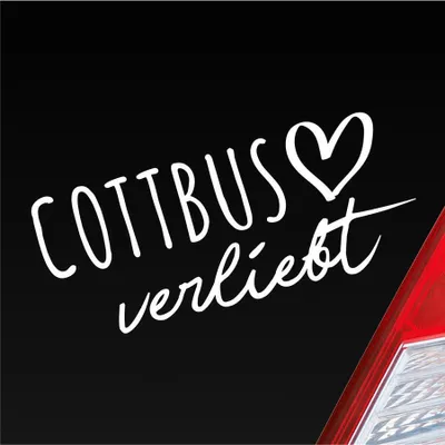 Produktbild von Auto Aufkleber Cottbus verliebt Herz Stadt Heimat Liebe Car 19x8 cm Weiss Glanz Sticker Heckscheibenaufkleber