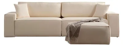 Produktbild von Stilvoller Beiger Viersitzer Exlusiver Polster Hocker Wohnzimmer 2tlg Set