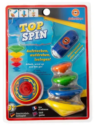 Produktbild von Paul Günther 1560 - Top Spin, Geschicklichkeitsspiel für Kinder ab 3 Jahren, inkl. 5 Kreiseln und Starter, Durchmesser ca. 4 - 8 cm, ohne Batterien, idealer Spielspaß für Kinder und Erwachsene