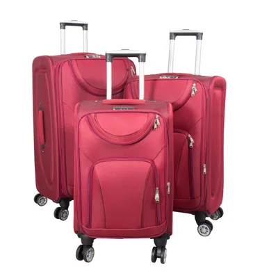 Produktbild von Leichtes Kofferset aus Nylon Modell: Maribor Reiseset mit 3  Koffern 4 Rollen Rot Damen M + L + XL Trolley