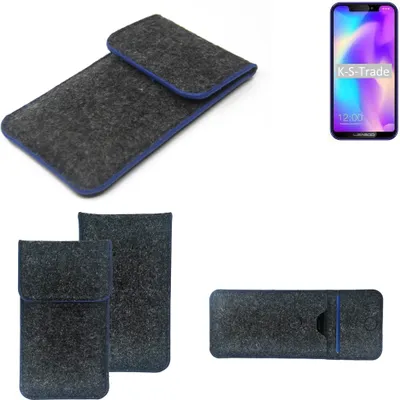 Produktbild von K-S-Trade Handy-Hülle Schutz-Hülle kompatibel mit Leagoo S9 Filztasche Pouch Tasche Case Sleeve Filzhülle dunkelgrau, blauer Rand