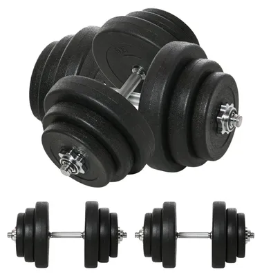 Produktbild von Kurzhantel-Set 40 Kg, Hantelset Aus Stahl, 2Er Set Kurzhanteln Mit 12 Hantelscheiben, Bodenschonend, Für Krafttraining Und Fitness, Schwarz