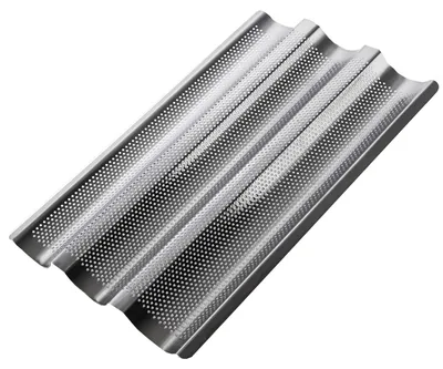Produktbild von Baguetteblech für 3 Brote - Ideal für Knoblauch-/Kräuterbaguette - 38cm - Edelstahl