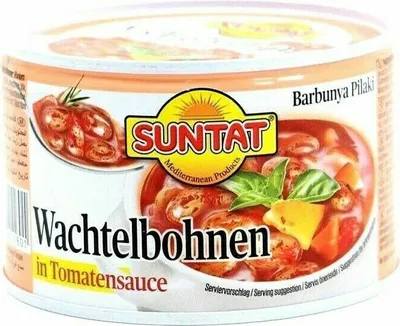 Produktbild von Suntat Wachtelbohnen in Tomatensauce 400g