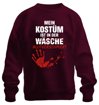 Produktbild von Mein Kostüm blutverschmiert Halloween Horror Zombie Sweatshirt Pullover, Burgundy, 3XL