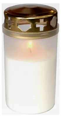Produktbild von 5 Grabkerzen Nr. 3 mit Golddeckel - Weiß | Dauerbrenner | Tagebrenner | Grablicht | Friedhofskerzen | Trauerkerze | Kerzen | Gedenkkerze | Trauer | Andachtskerze | Allerheiligen | Grabzubehör