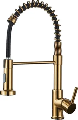 Produktbild von Küchenarmatur, Ausziehbare Sprühfunktion, 360-Grad-Drehung, Gebürstetes Gold