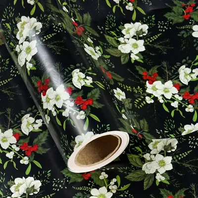 Productafbeelding van Kerst Inpakpapier met Bloemenpatroon