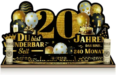 Produktbild von Jubiläums-Tischdekoration mit Geldfach Schwarz-Gold 20