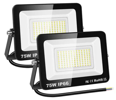 2x LED-Außenstrahler 75W 7500lm kaltweiß IP66 Flutlicht