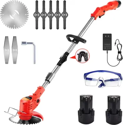 Produktbild von Akku-Rasentrimmer, Akku-Unkrautvernichter, mit 2 Batterien, Rasenkantenschneider Leicht Freischneider Rasentrimmer für Garten Hof, Faltbares Modell
