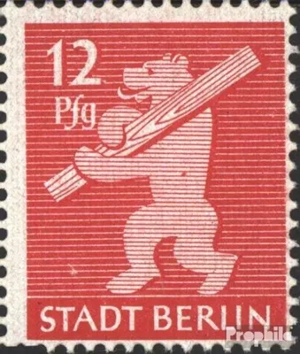 Produktbild von Briefmarken Sowjetische Zone (All.Bes.) 1945 Mi 5A VIII, Farbfleck im Bär (Feld 71) postfrisch Berliner Bär