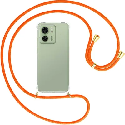 Produktbild von Handykette Backcover-Schutzhülle mit Band (Metall goldfarben) für Motorola Edge 40 5G (6.55'') - neonorange