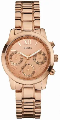 Imagen del producto de Reloj analógico de cuarzo para mujer Guess, con correa de acero inoxidable, modelo W0448L3