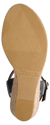 Produktbild von Tamaris Damen Sandalette mit Keilabsatz und Tweed-Optik 1-28376-46, Größe:39 EU, Farbe:Schwarz