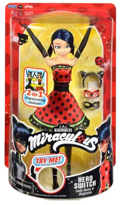 Produktbild von Puppe, Miraculous Hero Switch LadyNoir/BugNoir, 2-in-1 Verwandlung, ab 3+