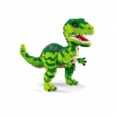 Zdjęcie produktu dla Velociraptor – mikrobloczki, 1542 elementy, 20 cm, zielony. Klocki konstrukcyjne, elementy do budowy Velociraptora