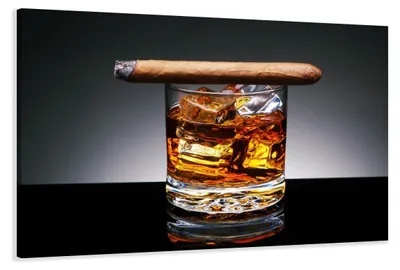 Obrázok produktu pre Obraz na plátne Whiskey a cigara 120x80 cm zarámovaný