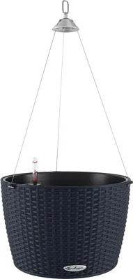 Obrázok produktu pre Lechuza Nido Cottage plastový závesný kôš Ø 35 cm H 23 cm grafitovo čierny vrátane zavlažovacieho systému, vložky na rastliny a substrátu