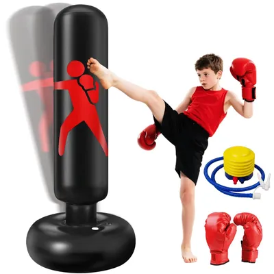 Immagine prodotto di Sacco da boxe per bambini da 160 cm, completo di guantoni e pompa – ideale per karate e taekwondo