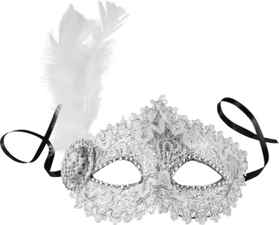 Produktbild von Venezianische Maske mit seitlicher Feder - silber