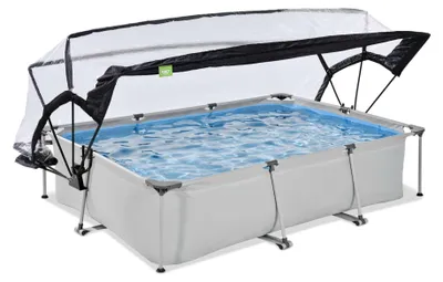 Obrázok produktu pre EXIT Soft Grey rámový bazén 300 x 200 x 65 cm, nadzemný bazén, s filtračným čerpadlom a krytom, obdĺžnikový, sivý