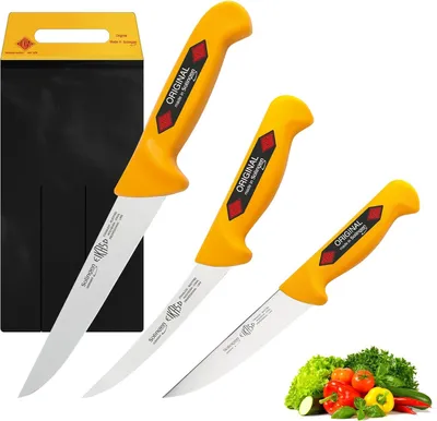 Produktbild von EIKASO Solingen 3-Teiliges Profi Messer Set geeignet als Metzgermesser Fleischermesser Schlachtermesser für Profis und Privat