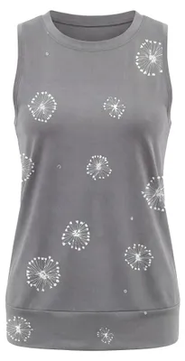Produktbild von Damen Top ärmellos mit Spitze, abstrakter Druck, reguläre Passform, grau, Größe S