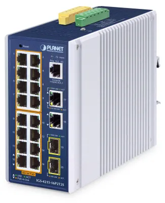 Produktbild von Planet Industrial 16-Port PoE+ Managed Switch IGS-4215-16P2T