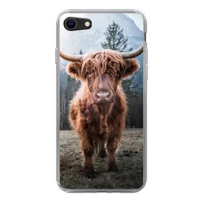 Produktbild von MuchoWow® Handyhülle Schutzhülle Hülle für iPhone 7 Schottischer Highlander - Berg - Tier Silikon Softcase Handy Hülle - Kartenhalter
