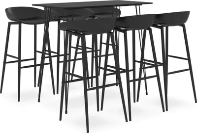 Produktbild von Bar-Set 7-tlg. Schwarz MDF, Metall, PP 120 x 60 x 105 cm