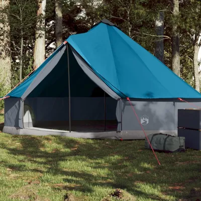 Produktbild von Design Tipi-Familienzelt 6 Personen Blau Wasserdicht, Campingzelte 2024 Neu
