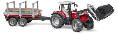 Produktbild von BRUDER Massey Ferguson + Frontlader, Holztransporthänger, Traktor-Modell, 3 Jahr(e), Kunststoff, Schwarz, Rot, Silber