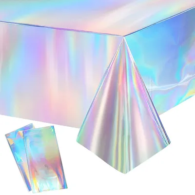 Productafbeelding van 2 stuks feestelijke tafelkleden, holografisch, laserprint, 137x274 cm, meerkleurig