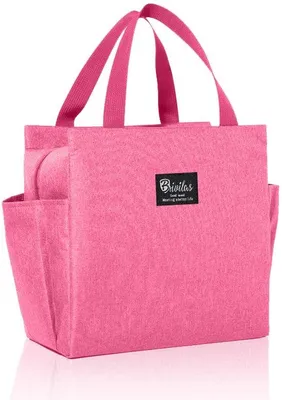 Produktbild von Isolierte Picknicktasche, Rosa, Tragbare Lunchbox, Kühltasche, Organizer mit Flaschenhalter für Schule, Arbeit, Picknick