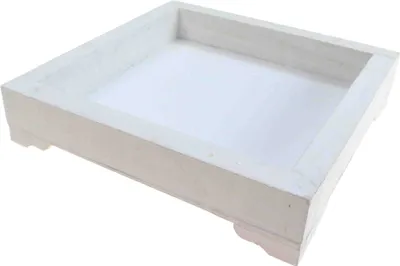 Produktbild von Holztablett quadratisch 22cm Deko Holz Tablett Platte Unterlage shabby vintage look, Farbe:weiß shabby