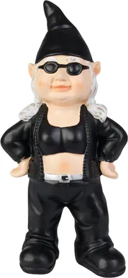 Productafbeelding van Tuinkabouter Biker Vrouw - Stoere Kabouter - Tuin Decoratie - Handgeschilderd - 23 cm Hoog - Zwart