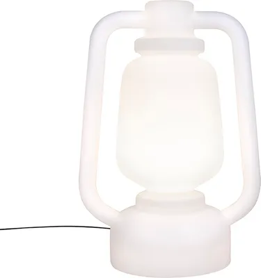 Produktbild von QAZQA - Modern Stehleuchte I Stehlampe I Standleuchte I Lampe I Leuchte weiß 110 cm IP44 - Storm Extra Large I Außenbeleuchtung - Kunststoff Rund - LED geeignet E27