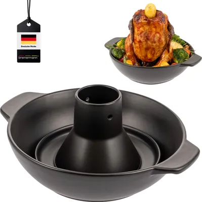Produktbild von bremermann 2in1-Set Hähnchenbräter mit Aromapfanne, Geflügelhalter aus Steingut