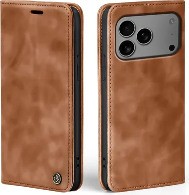 Produktbild von Handy Hülle für Apple iPhone 17 Pro Klapphülle Bookcase Flip Cover Handy Tasche Etui Farbe: Hellbraun