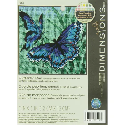 Produktbild von Dimensions Gobelin Stickpackung "Schmetterlings-Duo", Stickbild gedruckt, 12,7x12,7cm