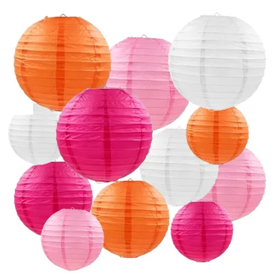 Papierlaternen 12er-Set, Ø 10–20 cm, mehrfarbig